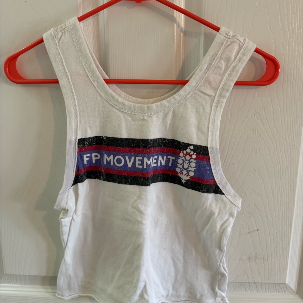 Free People Movement Logo Graphic Tank Top Women's Size small White